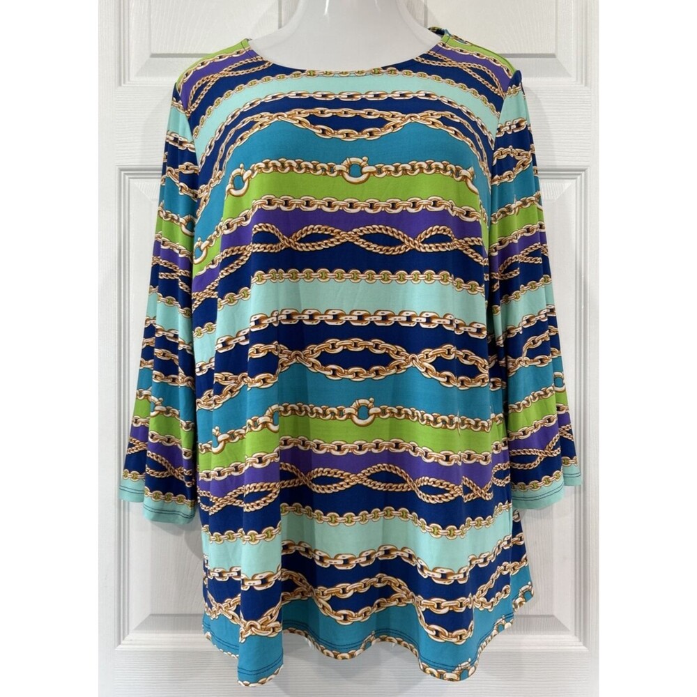 Bob Mackie Career Blouse Wearable Art Chain Link Tunic Top Women's XL